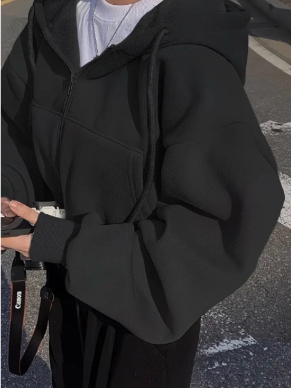 Black Zip-Up Oversized Hoodie🖤